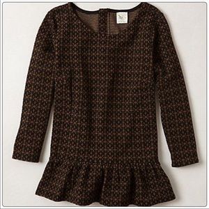 Anthropologie Brown/Black Peplum Top
